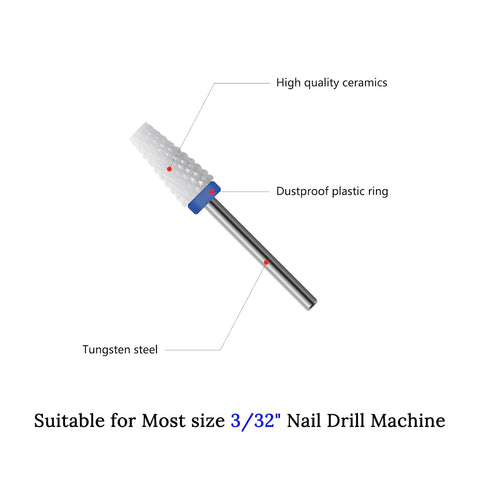 Umbrella Ceramic Bit 3/32" Shank Size - (Ceramic, Fine/Medium Grit) - Fast remove Acrylic or Hard Gel Nail Drill Bit for Manicure Pedicure Salon Professional or Beginner