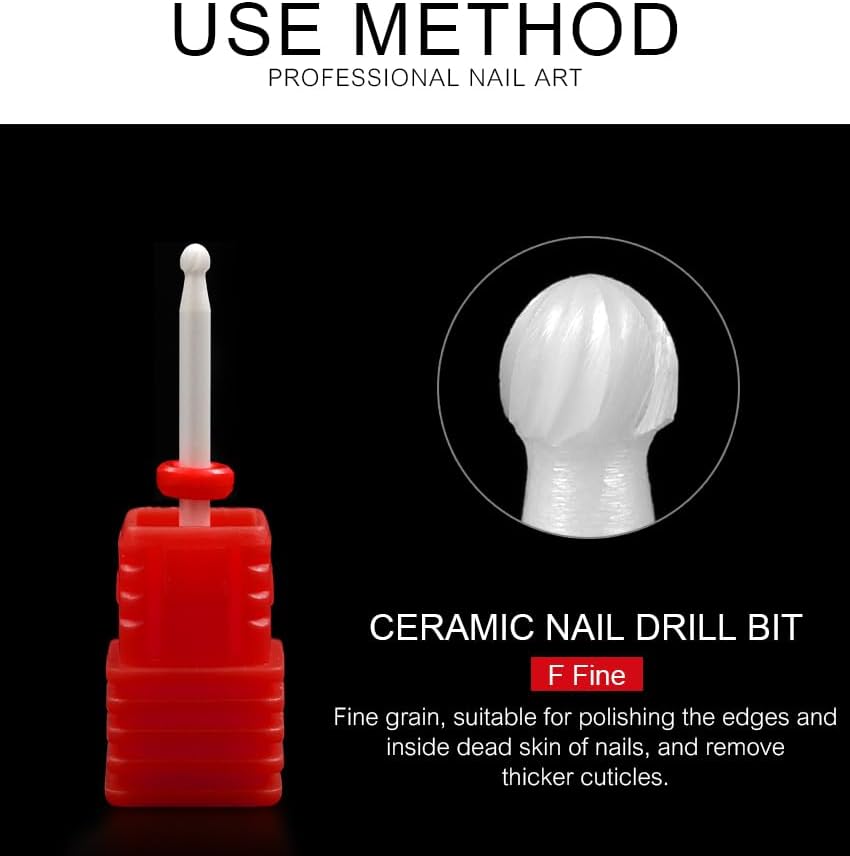 SMALL BALL Ceramic Nail Drill Bits 3/32 Ball Shape Nail Drill Bits Set for Acrylic Gel Nails Professional Rotary Burrs Electric Manicure Pedicure Nail File