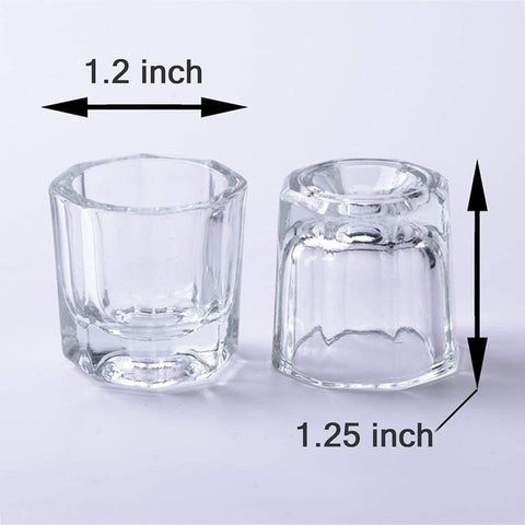 2 Pack Dish Cups for Nail Art Acrylic Liquid - Clear Glass Nail Monomer Liquid Bowl Dish Acrylic Powder Holder, Acrylic Glass Jar for Nails (clear-2pcs)