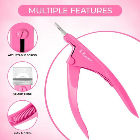 KWEEN Pink Premium Nail Clippers for Acrylic And Fake Nails, Sharp Blade Clip Tool