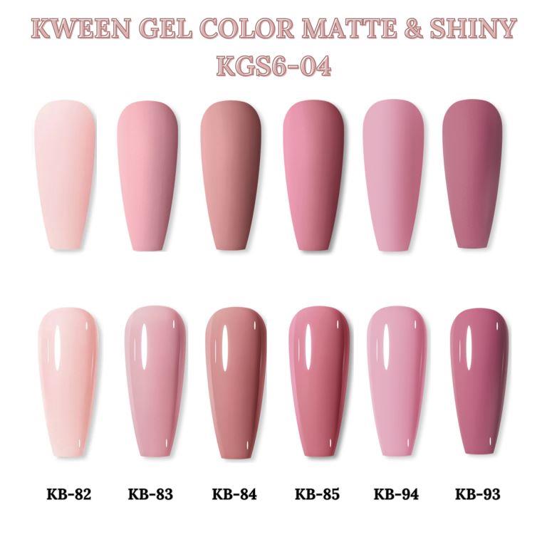 KWEEN French Base Color , Pink Nude Gel Polish Set of 6