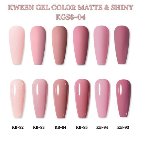 KWEEN French Base Color , Pink Nude Gel Polish Set of 6