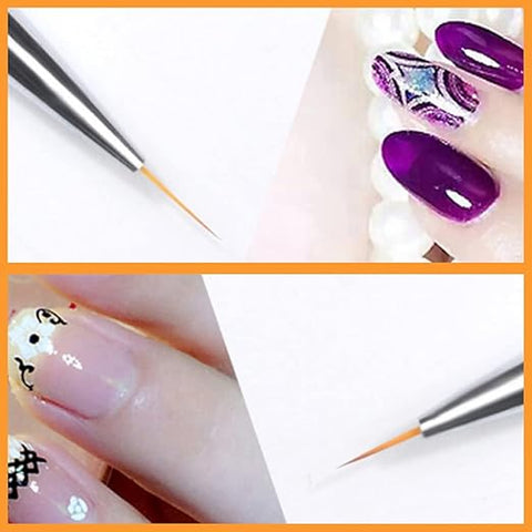 4pc Fancy Nail Art Brush Set With Acrylic Rhinestone Handle Professional Nail Art Brush Set For Salon & Home Use.