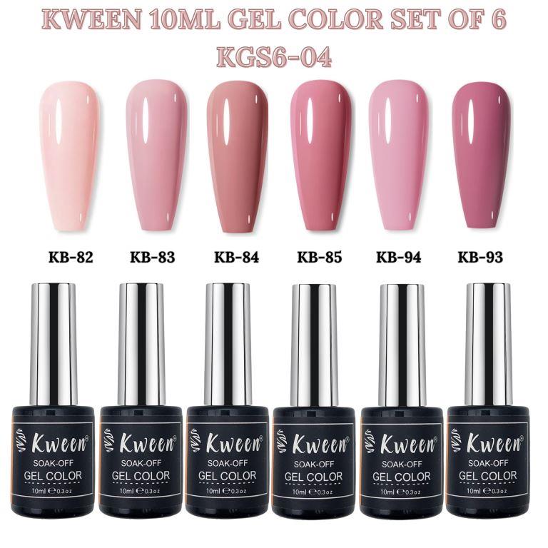KWEEN French Base Color , Pink Nude Gel Polish Set of 6