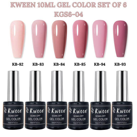 KWEEN French Base Color , Pink Nude Gel Polish Set of 6