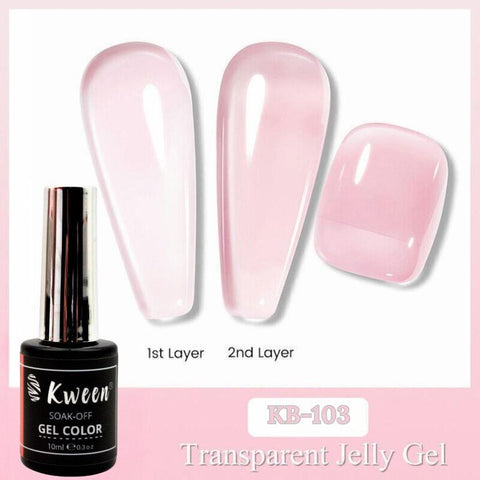 KWEEN 10ml Jelly Gel Nail Polish Crystal Nude Soak Off LED UV Light Base Nail Polish For Manicure