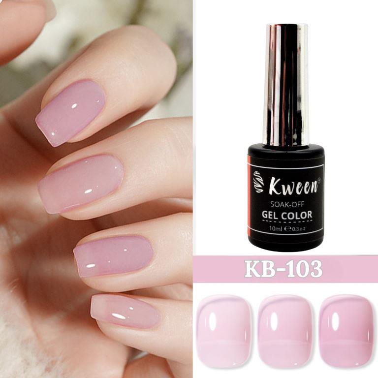 KWEEN 10ml Jelly Gel Nail Polish Crystal Nude Soak Off LED UV Light Base Nail Polish For Manicure