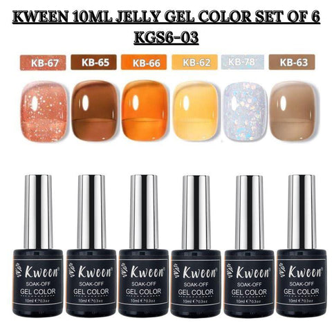 KWEEN Autumn Jelly & Shiny Glitter Gel Polish Set of 6