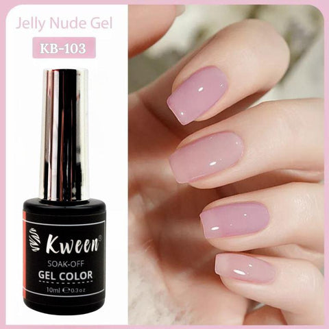 KWEEN 10ml Jelly Gel Nail Polish Crystal Nude Soak Off LED UV Light Base Nail Polish For Manicure