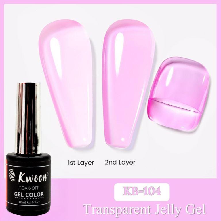 KWEEN 10ML Jelly Translucent Pink Glassy Nail Gel Polish UV LED Soak Off Nail Color