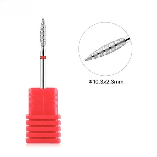 Spiral Nail Drill Bit for Manicure, Diamond Milling Cutter, Tornado Flame Cuticle Bit,
