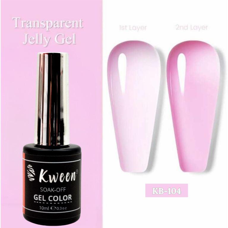 KWEEN 10ML Jelly Translucent Pink Glassy Nail Gel Polish UV LED Soak Off Nail Color
