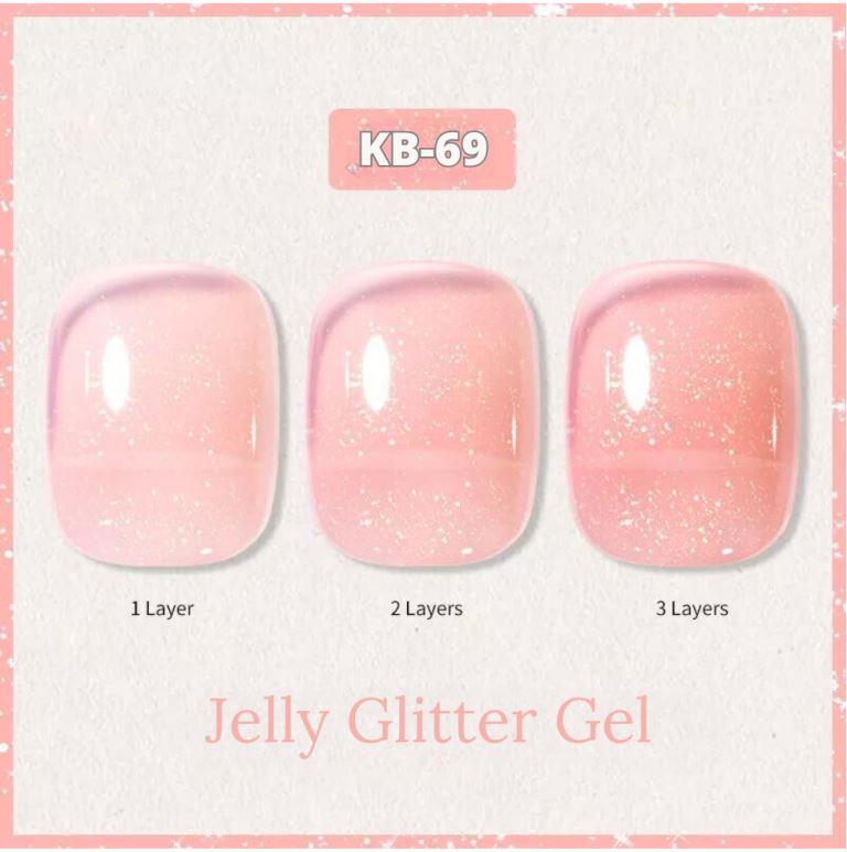 KWEEN Peach Glitter Jelly Gel Nail Polish Soft Peach Jelly Sheer Translucent Neutral Shiny Shimmer UV Gel Soak off For Manicure