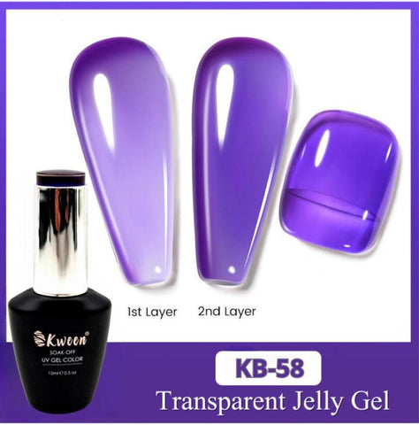 KWEEN Jelly Purple Gel Nail Polish Translucent Semi Permanent jelly Color for Nail art and Manicure