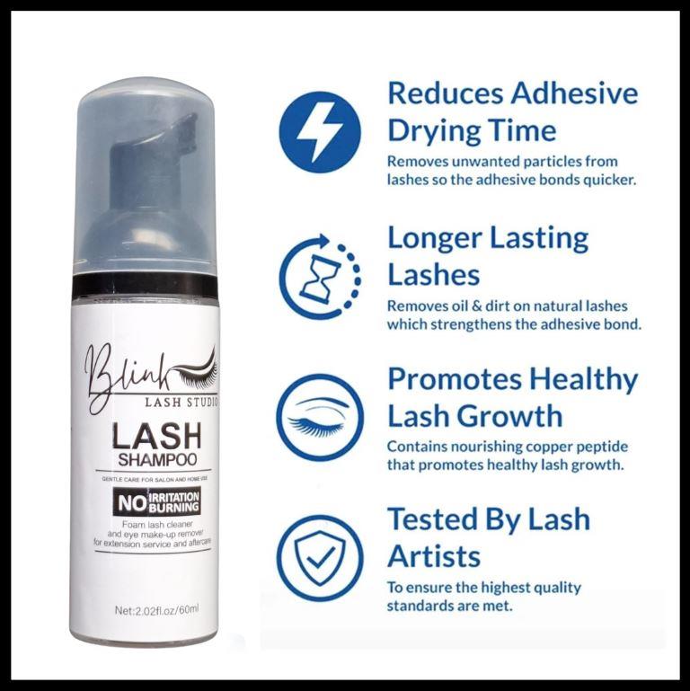 BLINK 60ML Foaming Cleansing Eyelash Shampoo with brush and spoolie Nourishing Formula