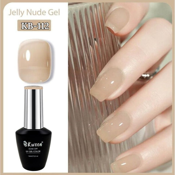 KWEEN Transparent Gel Nail Polish Jelly Nude Semi Transparent French Nail Base Color