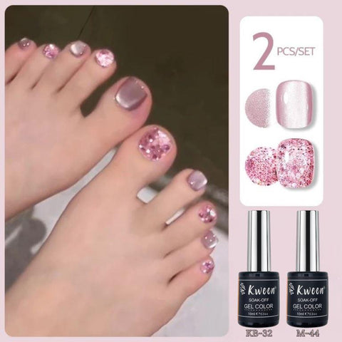 KWEEN 2Pcs/Set 10ml Pink Cat Magnetic Gel Polish with Pink Glitter Gel Polish