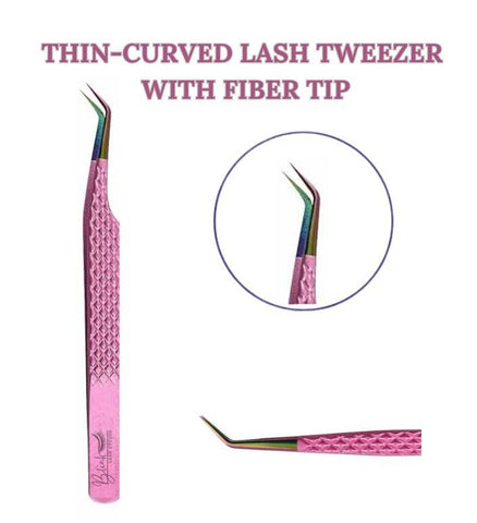 BLINK Professional Fiber Tip Tweezers for Lash Extensions. Craft Perfect Lashes Fans with Strong Grip Narrow L-Type 75° Mega Volume Eyelash Tweezers. Anti-Slip & Easy on Hands Nano Tip Lash Tweezers