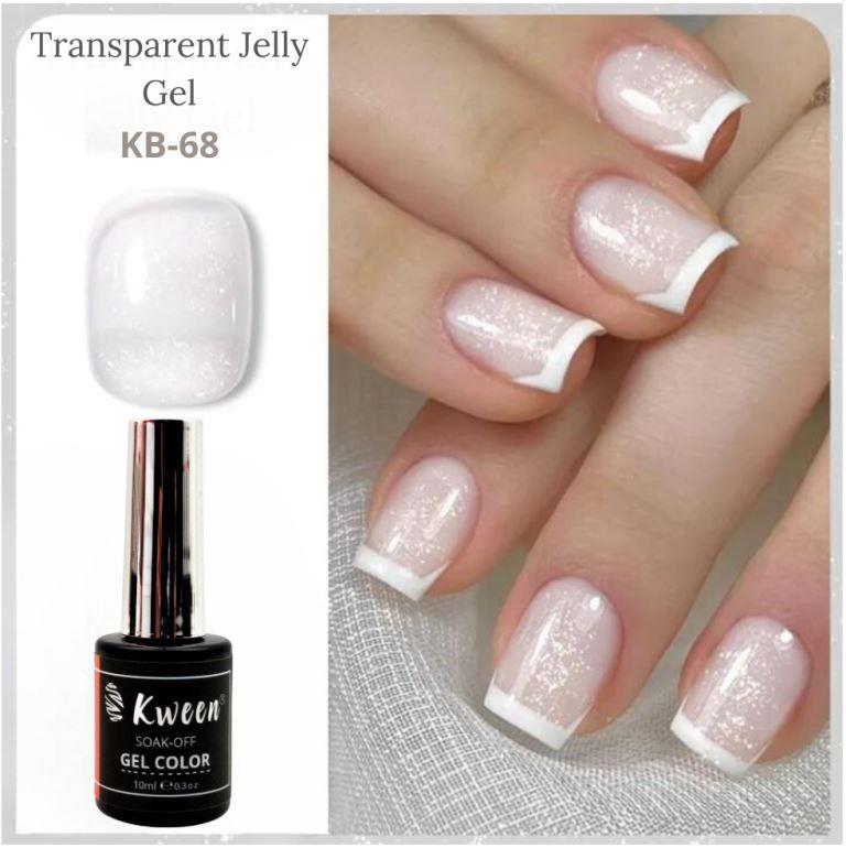 KWEEN White Glitter Gel Nail Polish Shimmer Silver Gel Polish Translucent Jelly Nail Polish Sparkle Soak Off U V Neutral Milky Gel For Manicure