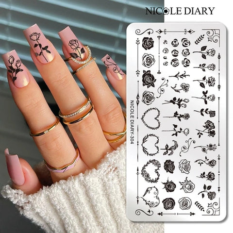 Nicoles Diary Trendy Floral Nail Art Stamping Plate Create Stunning Manicures Effortlessly In Your Home Comfort