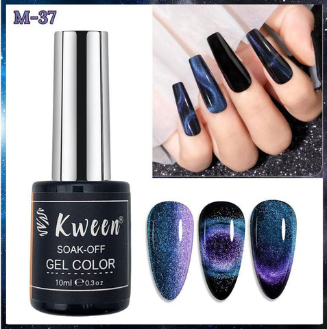 KWEEN Cat Eye Gel Nail Polish 9D Chameleon Glitter Magnetic Nail Polish