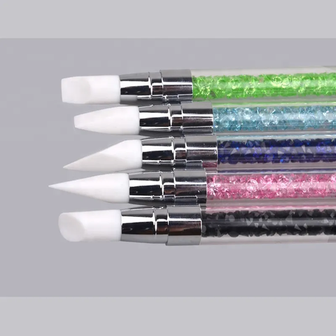 Rhinestone Handled Double Ended Silicone & Acrylic Pen for Stunning Designs & Carvings