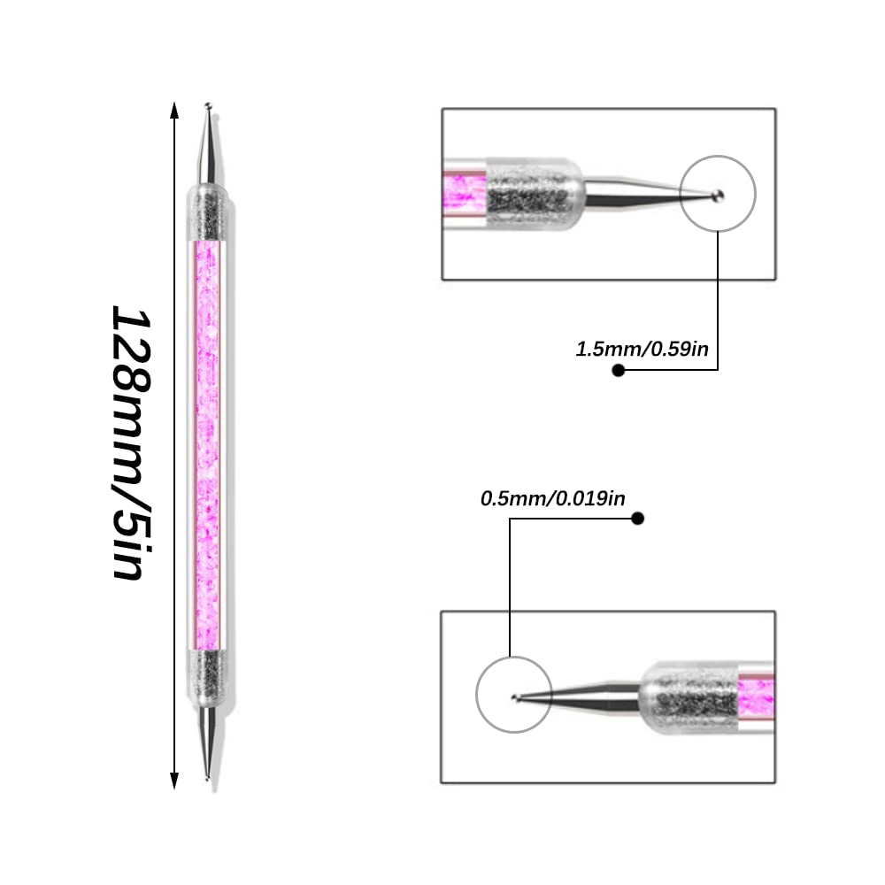 5Pcs Two Way Nail Dotting Pen Marbleizing Tool Set, Multicolour Dual-ended Nail Art Point Drill Drawing Manicure Dot Tool, Nail Design Dotting Tool for Nail Art Designs