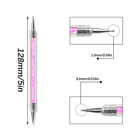 5Pcs Two Way Nail Dotting Pen Marbleizing Tool Set, Multicolour Dual-ended Nail Art Point Drill Drawing Manicure Dot Tool, Nail Design Dotting Tool for Nail Art Designs