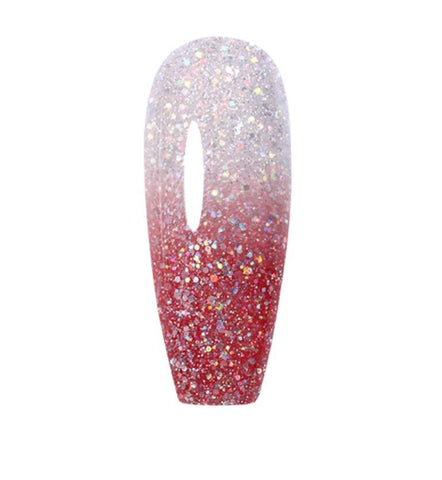 KWEEN Color Changing Thermal Gel Polish, Pink Shiny Glitter UV LED Gel Varnish, Soak Off UV LED Polish For Manicure