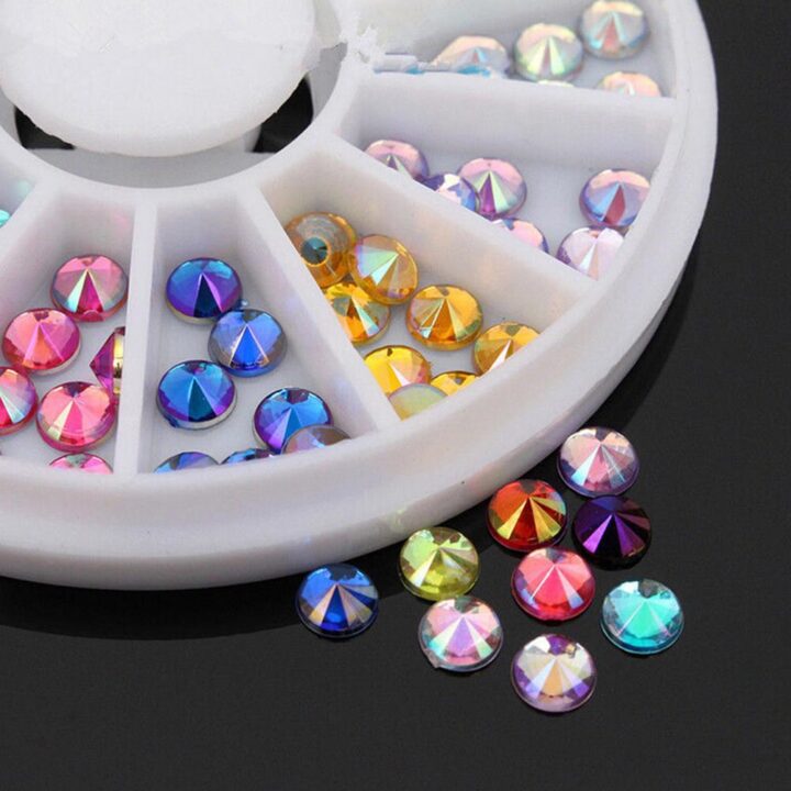 12 Colorful Sharp Crystal 3D Nail Rhinestone Shiny Wheel Nail art For manicure