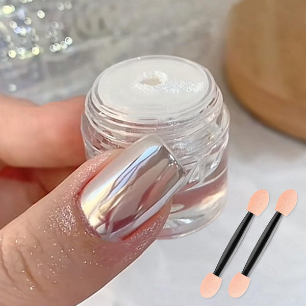 Super Glossy Mirror Effect White Pearl Chrome Nail Powder, Magic White Moonlight Effect