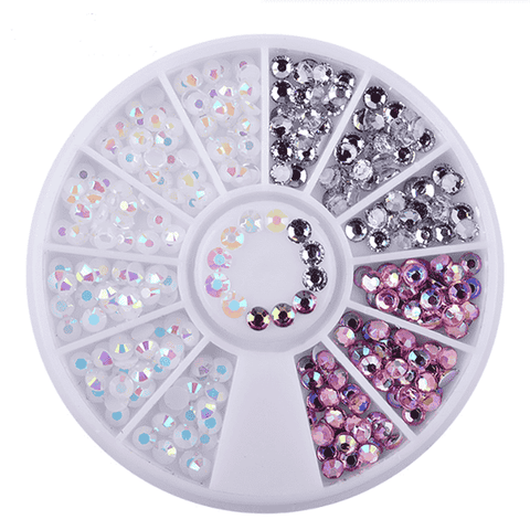 Mixed Color Irregular Rhinestone Beads - 3D Nail Art Decoration Wheel for Stunning Manicures