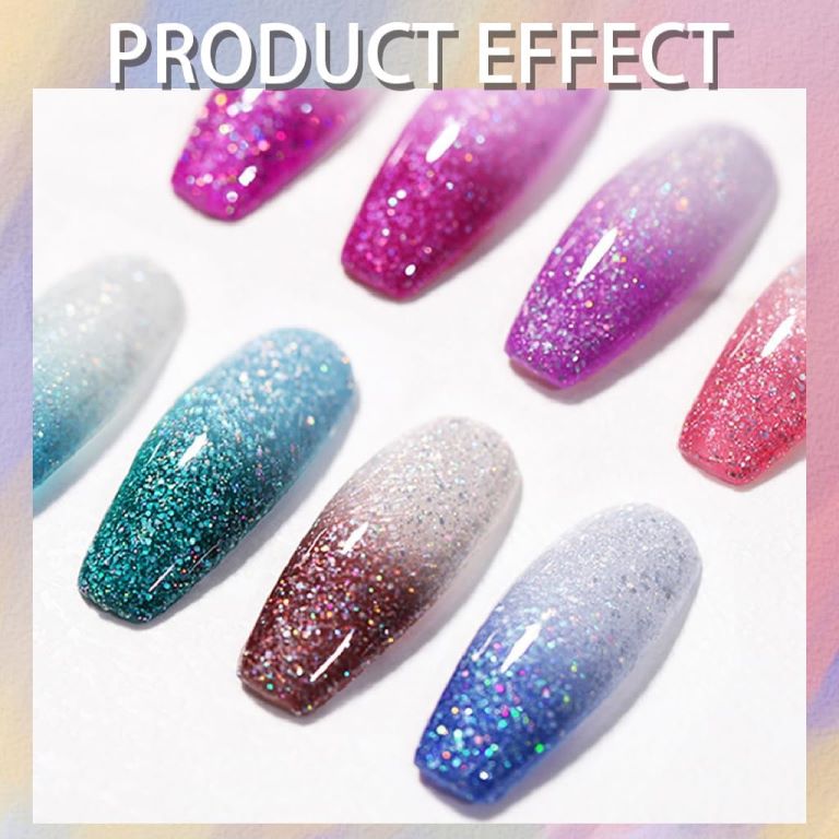 KWEEN Color Changing Thermal Gel Polish, Pink Shiny Glitter UV LED Gel Varnish, Soak Off UV LED Polish For Manicure