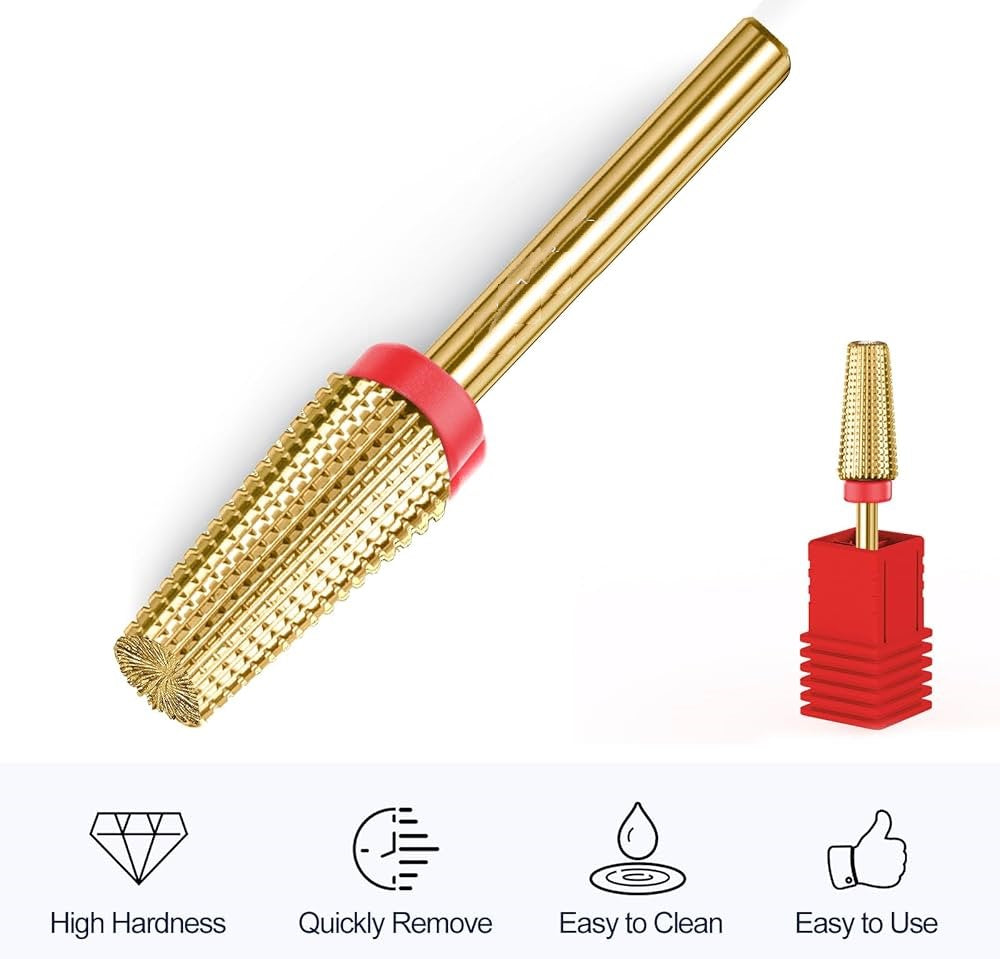 5 in 1 Nail Drill Bits Carbide Tungsten Nail Bits Two Way Rotate Professional Advanced Safety Bits Electric File Tool Drills Fast Remove for Manicure Pedicure Cuticle Acrylic Hard Gel Nails Polishing