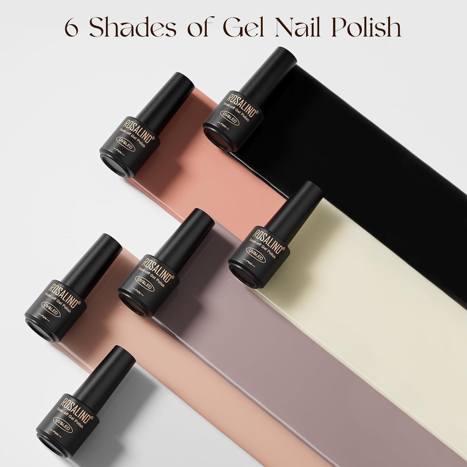 ROSALIND 6 Colors Mini Gel Nail PolishSet Nude Pink Soak Off UV LED Nail Polish For Manicure