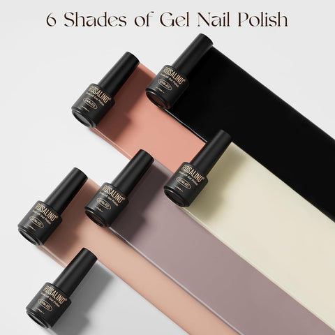 ROSALIND 6 Colors Mini Gel Nail PolishSet Nude Pink Soak Off UV LED Nail Polish For Manicure