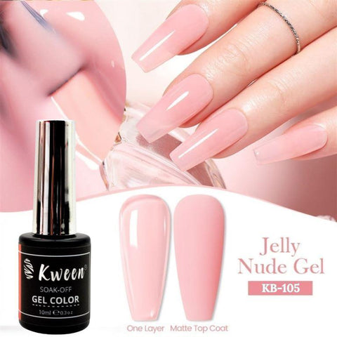 KWEEN 10ml Jelly Gel Nail Polish Milky Peach Pink Color Light Base Color Nail Polish