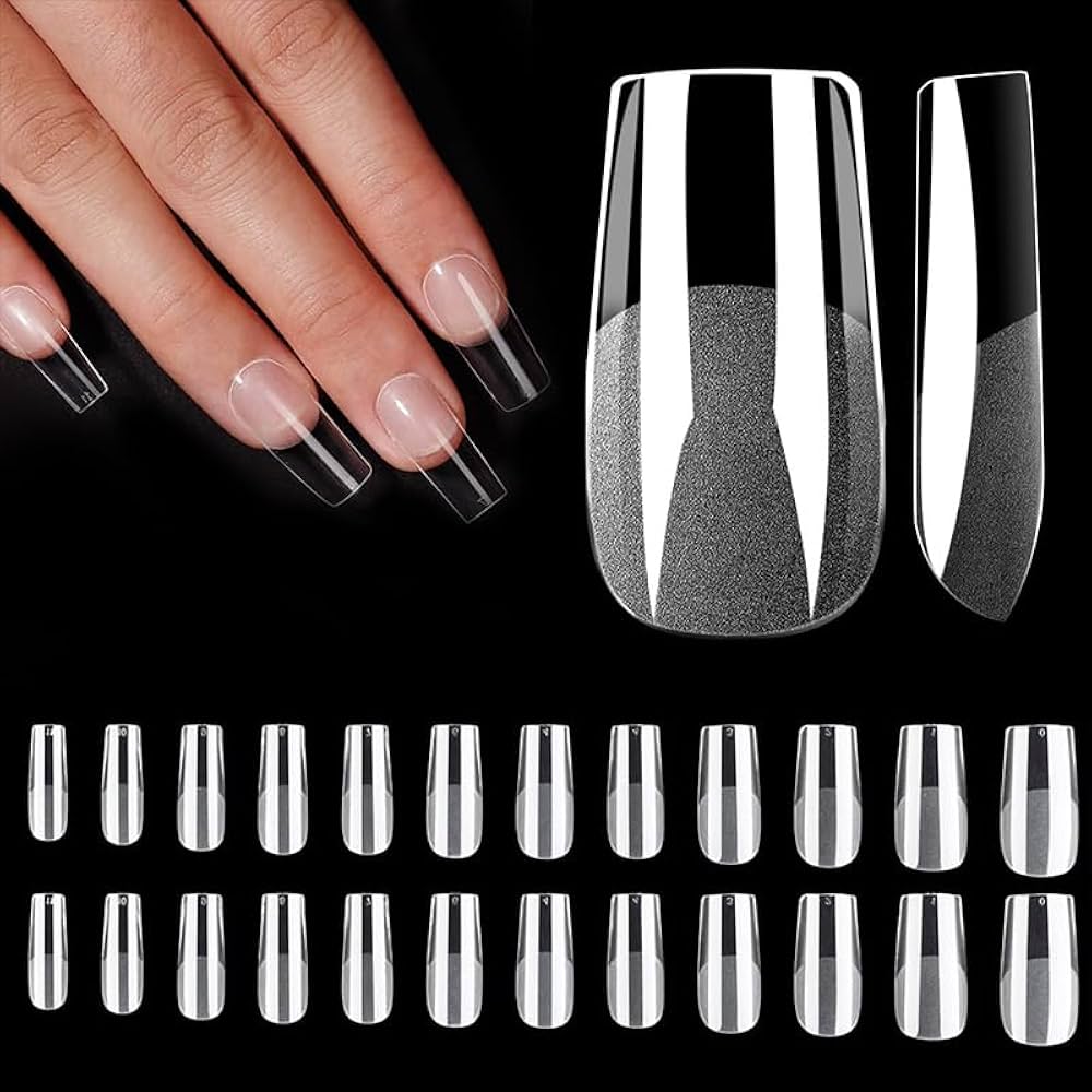 240pcs Square Nail Tips Medium Length Sqaure Gel x Nail Tips Full Cover Acrylic False Fake Nails for Nail Extension Home DIY Nail Salon 12 Sizes