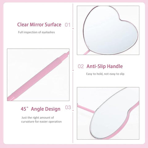 BLINK Large Lash Mirror Heart shape for Eyelash Extension，Detachable Eyelash Mirror Stainless Steel Eyelash Makeup Mirror lash Extension Supplies & Tool