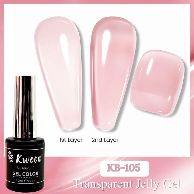 KWEEN 10ml Jelly Gel Nail Polish Milky Peach Pink Color Light Base Color Nail Polish