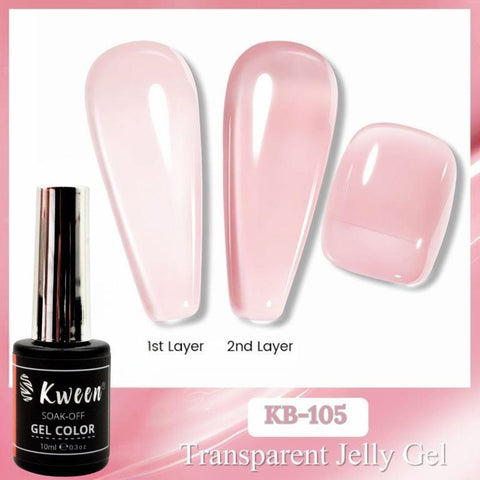 KWEEN 10ml Jelly Gel Nail Polish Milky Peach Pink Color Light Base Color Nail Polish