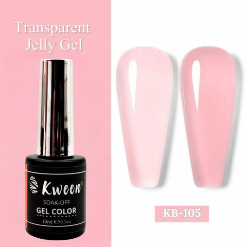 KWEEN 10ml Jelly Gel Nail Polish Milky Peach Pink Color Light Base Color Nail Polish
