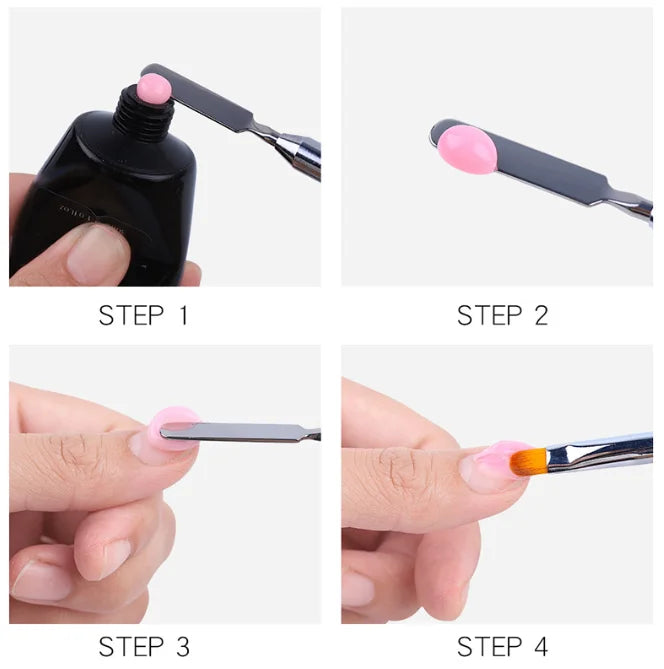 Dual Ended Polygel Brush & Picker  2 in 1 Design Polygel Nail Brush Stainless Steel Gel Nail Tool for PolyGel Nail Extension.