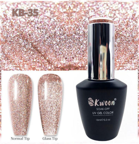 KWEEN Rose Pink Flashing Gel Super Shiny Platinum Nail Gel Polish High Premium Quality UV/LED Gel Polish For Nail art and Manicure