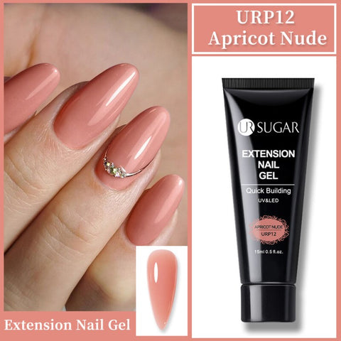 UR Sugar 15ml Extension Gel Polish Bright Nude Pink Semi Permanent UV Extension Gel Nail Finger Extend Gel Lacquer Set