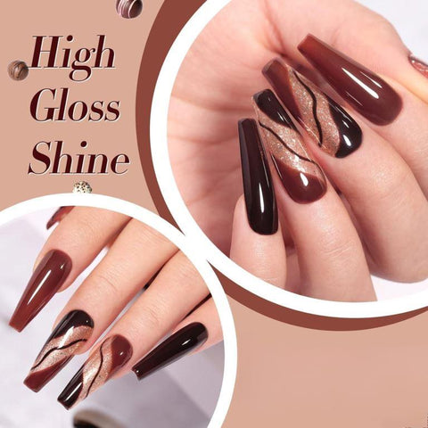 KWEEN Coffee brown Soak Off UV Gel Nail Polish Set of 6