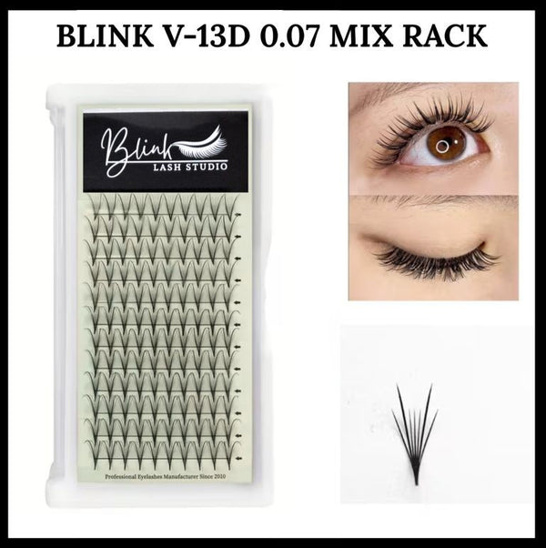 Blink 13D V Volume Fan Lashes Pre-Made Anime/Dense/Voluminous Style 8-15mm Mix
