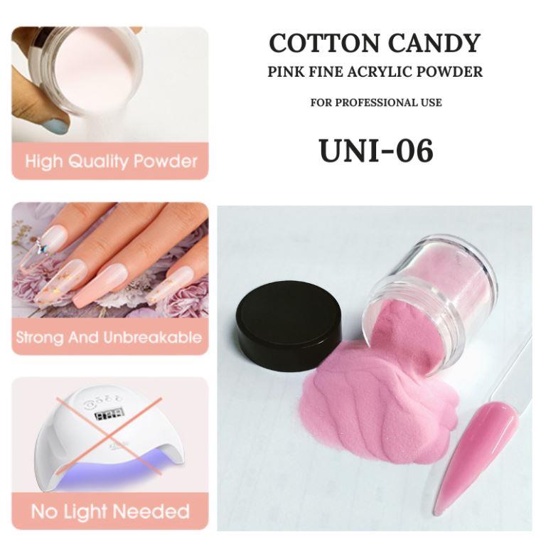 Shimery Cotton Candy Pink Nail Acrylic Polymer Powder Crystal Nail Extension Carving Powder Nail Art Crystal Powder For Nail Extension and Manicure