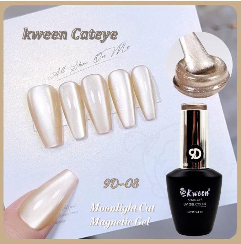 KWEEN Moonlight Cat Magnetic Gel Nail Nude Silver Snow light Glitter Effect Soak Off UV Nail Art Gel Polish