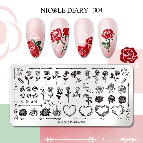 Nicoles Diary Trendy Floral Nail Art Stamping Plate Create Stunning Manicures Effortlessly In Your Home Comfort